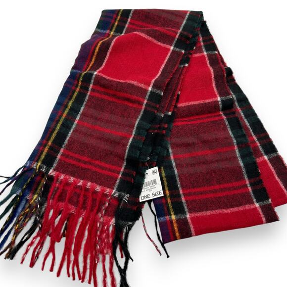 NEW Style & Co Red Blue Plaid Fringe Scarf Soft and cozy tartan Macy's winter - Picture 4 of 9